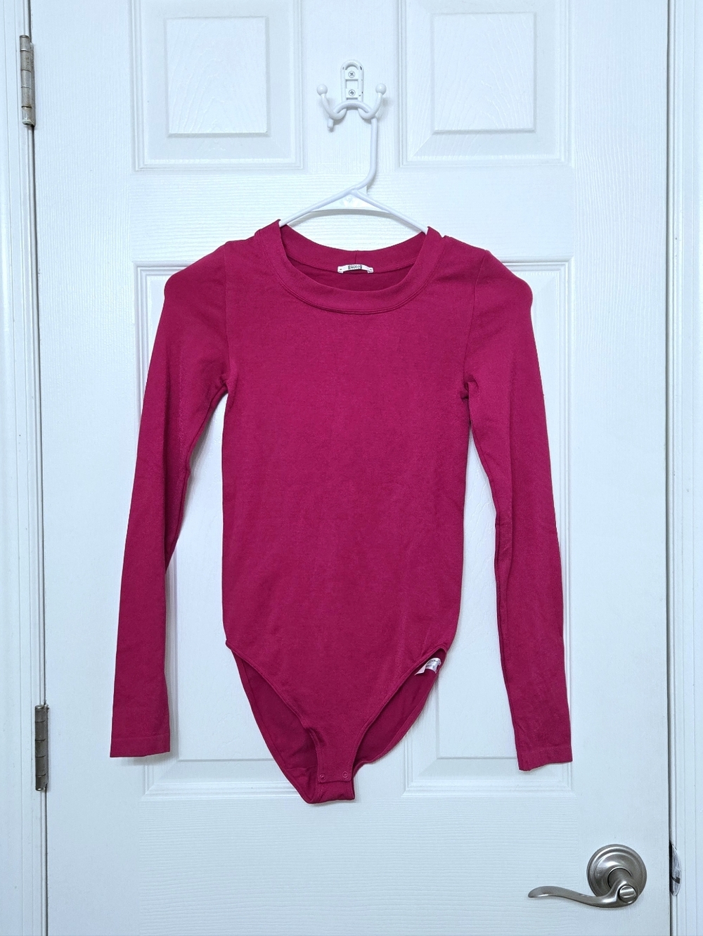 Wolford Hot Fushia Pink Bodysuit Long Sleeve Crew Neck Bikini XS